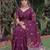 WINE LINEN JACUARD WORK SAREE WITH UNSTITCHED BLOUSE PIECE