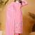 Pink silk blend embroidered kurta set