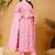 Pink silk blend embroidered kurta set
