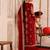 Red silk blend thread palazzo set