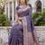BLUE ART SILK BANARASI JACUARD WORK SAREE WITH UNSTITCHED BLOUSE PIECE