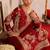 Red silk blend thread palazzo set