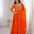 Orange georgette embroidered flared gown set