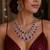 ruby red teardrop necklace & earrings set â€“ silver cz bridal jewellery