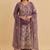 Purple shimmer silk heavy thread embroidery with sequins work readymade salwar kameez