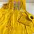 Yellow chanderi embroidered anarkali set