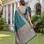 TURUOISE ART SILK BANARASI JACUARD WORK SAREE WITH UNSTITCHED BLOUSE PIECE