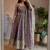 Light-lavender silk blend embroidered flared gown set