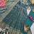 Teal-green silk blend embroidered flared gown set