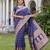 BLUE ART SILK BANARASI JACUARD WORK SAREE WITH UNSTITCHED BLOUSE PIECE