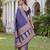 BLUE ART SILK BANARASI JACUARD WORK SAREE WITH UNSTITCHED BLOUSE PIECE