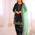 Black silk blend embroidered kurta set