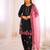 Black silk blend embroidered kurta set