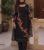 Black georgette heavy multi thread embroidery, sequins work readymade salwar kameez