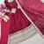 Maroon satin embroidered flared gown set