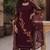 Wine georgette heavy multi thread embroidery, sequins work readymade salwar kameez