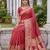 RED ART SILK BANARASI JACUARD WORK SAREE WITH UNSTITCHED BLOUSE PIECE