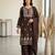 Brown rayon embroidered palazzo set