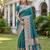 TURQUOISE ART SILK BANARASI JACUARD WORK SAREE WITH UNSTITCHED BLOUSE PIECE