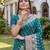 TURQUOISE ART SILK BANARASI JACUARD WORK SAREE WITH UNSTITCHED BLOUSE PIECE