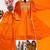 Dark-orange silk blend embroidered palazzo set