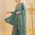 Teal-green silk blend embroidered palazzo set
