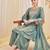 Teal-green silk blend embroidered palazzo set