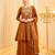 Brown silk blend embroidered palazzo set