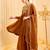Brown silk blend embroidered palazzo set