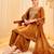 Brown silk blend embroidered palazzo set