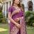 WINE ART SILK BANARASI JACUARD WORK SAREE WITH UNSTITCHED BLOUSE PIECE