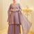 Lavender silk blend embroidered palazzo set