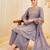 Lavender silk blend embroidered palazzo set
