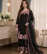 Black rayon embroidered palazzo set