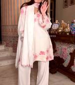 White rayon embroidered palazzo set