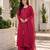 Red faux georgette embroidered palazzo set