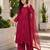 Red faux georgette embroidered palazzo set