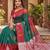 RED GREEN ART SILK JACUARD WORK SAREE WITH UNSTITCHED BLOUSE PIECE