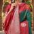 RED GREEN ART SILK JACUARD WORK SAREE WITH UNSTITCHED BLOUSE PIECE