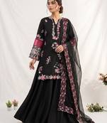 Black silk blend embroidered palazzo set