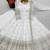 White silk blend embroidered flared gown set