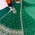Dark-green silk blend embroidered flared gown set