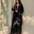 Black faux georgette embroidered palazzo set