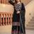Black silk blend embroidered palazzo set