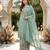 Green silk blend embroidered palazzo set