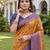 MUSTARD BLUE ART SILK BANARASI JACUARD WORK SAREE WITH UNSTITCHED BLOUSE PIECE
