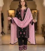 Black rayon embroidered palazzo set