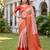 ORANGE ART SILK BANARASI JACUARD WORK SAREE WITH UNSTITCHED BLOUSE PIECE