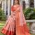 ORANGE ART SILK BANARASI JACUARD WORK SAREE WITH UNSTITCHED BLOUSE PIECE