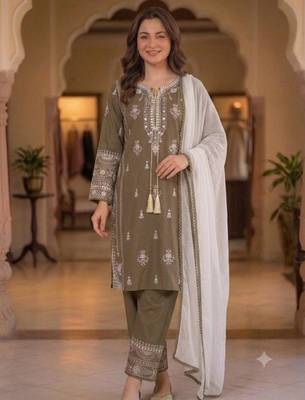 Brown rayon embroidered palazzo set 2